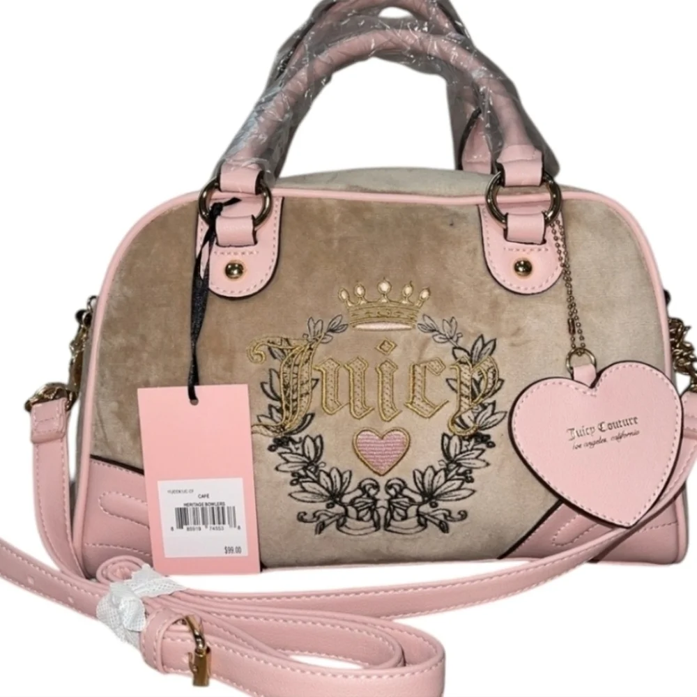 🩷▪️Juicy Couture▪️ Velour Heritage Cafe bowler bag
